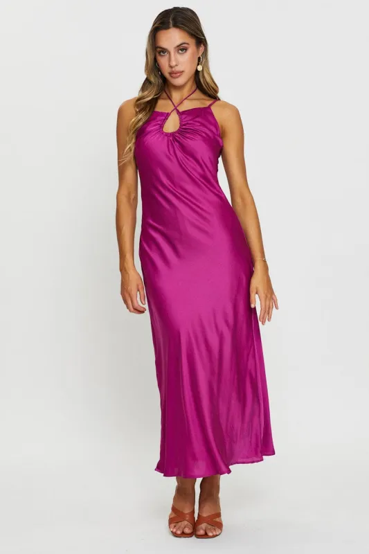 Pink Maxi Dress Satin sold by Ally Fashion