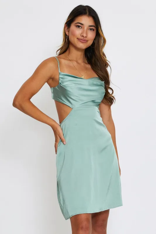 Green Mini Dress Satin sold by Ally Fashion
