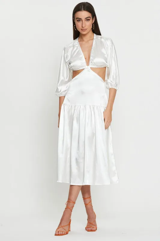 White Midi Dress Short Sleeve sold by Ally Fashion