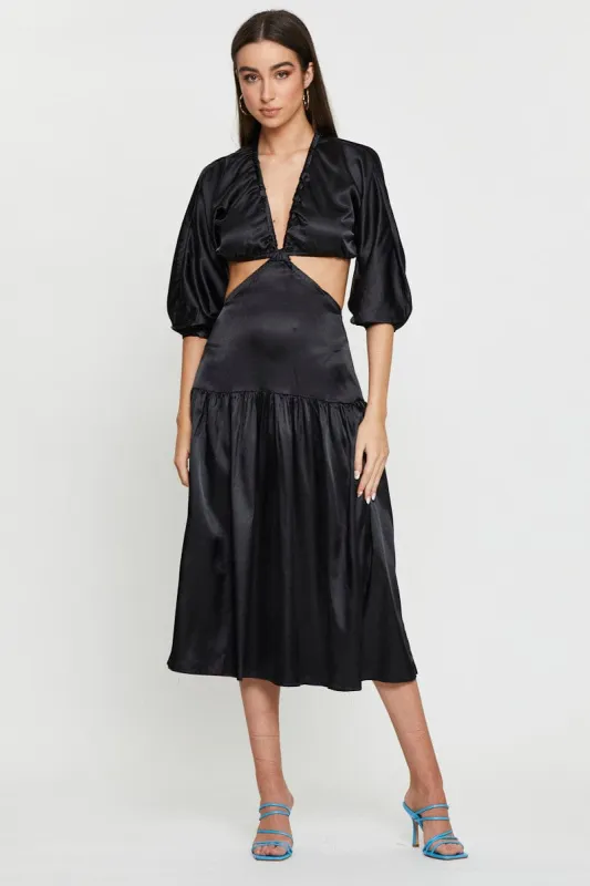 Black Midi Dress Short Sleeve sold by Ally Fashion