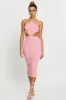 Pink Knit Dress Halter Neck sold by Ally Fashion