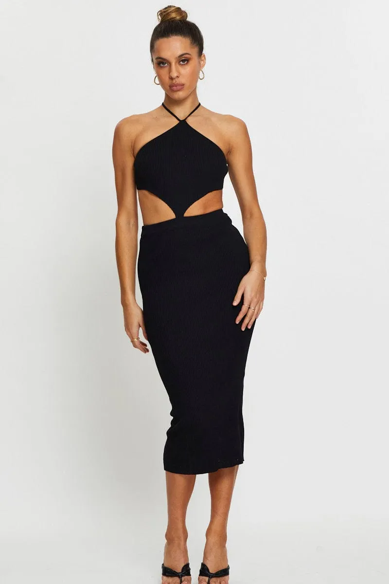 Black Knit Dress Halter Neck sold by Ally Fashion product image thumbnail 3