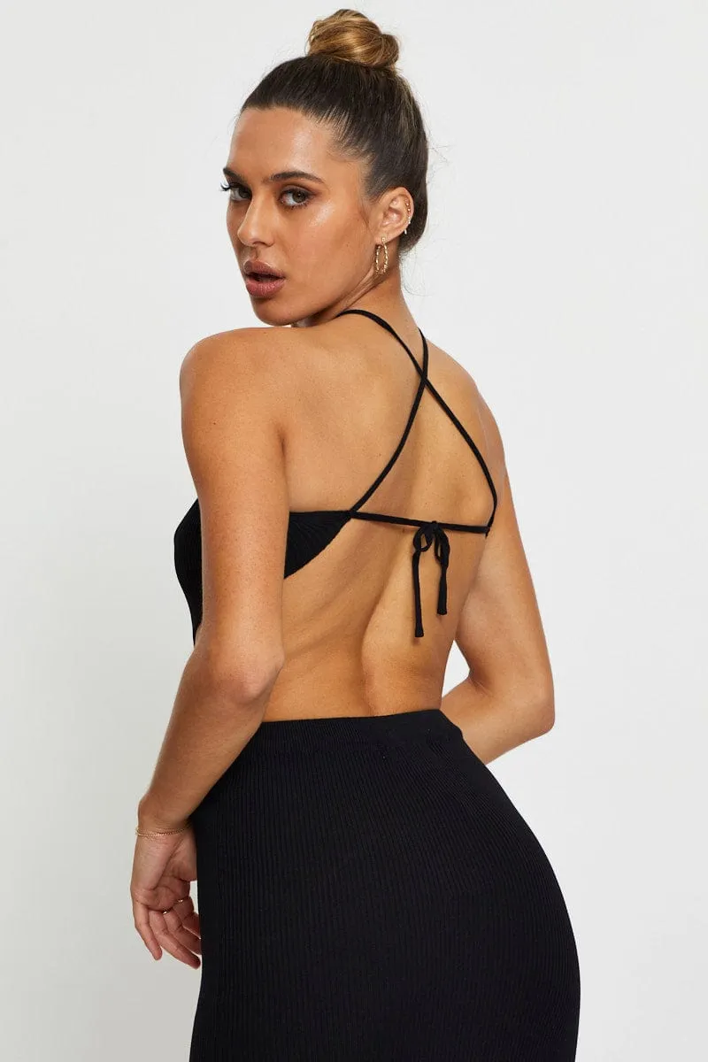 Black Knit Dress Halter Neck sold by Ally Fashion product image thumbnail 2