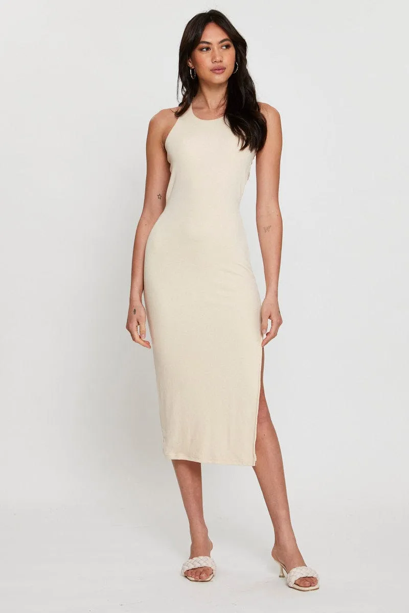 Beige Midi Dress Bodycon sold by Ally Fashion