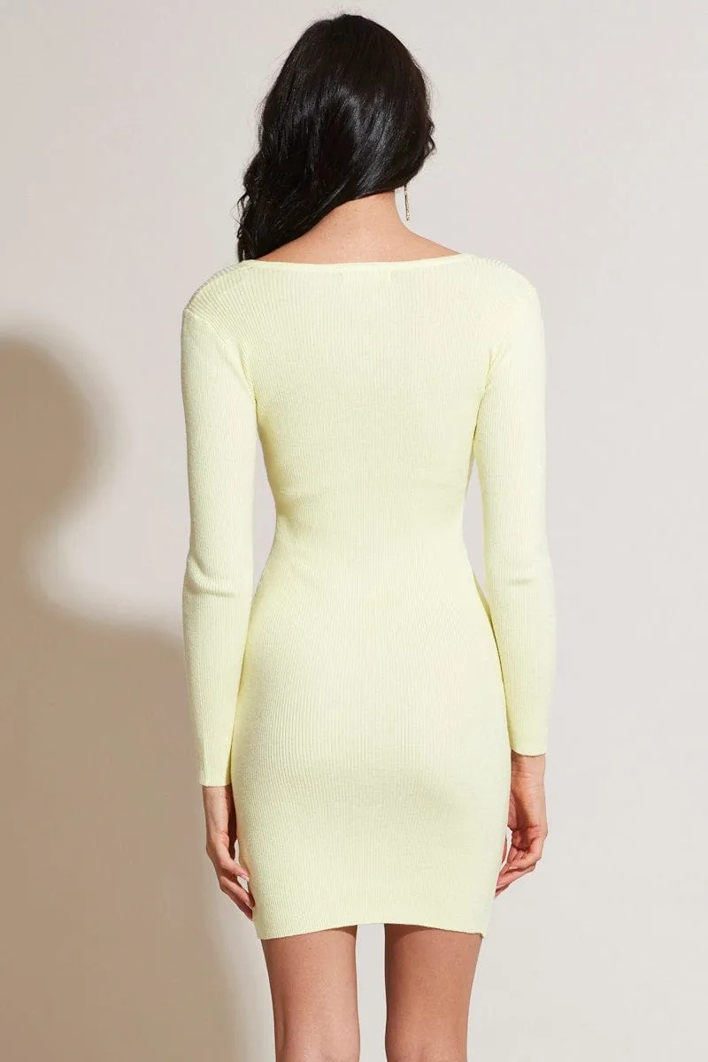 Yellow Knit Dress Long Sleeve Bodycon sold by Ally Fashion product image thumbnail 5