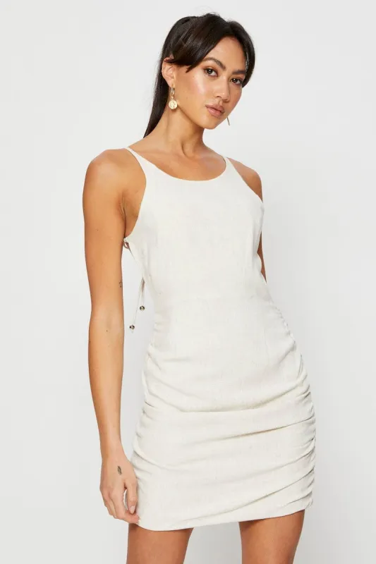 Beige Mini Dress Halter Neck sold by Ally Fashion