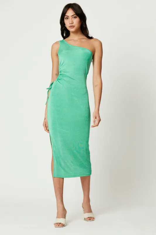 Green Midi Dress One Shoulder Evening sold by Ally Fashion