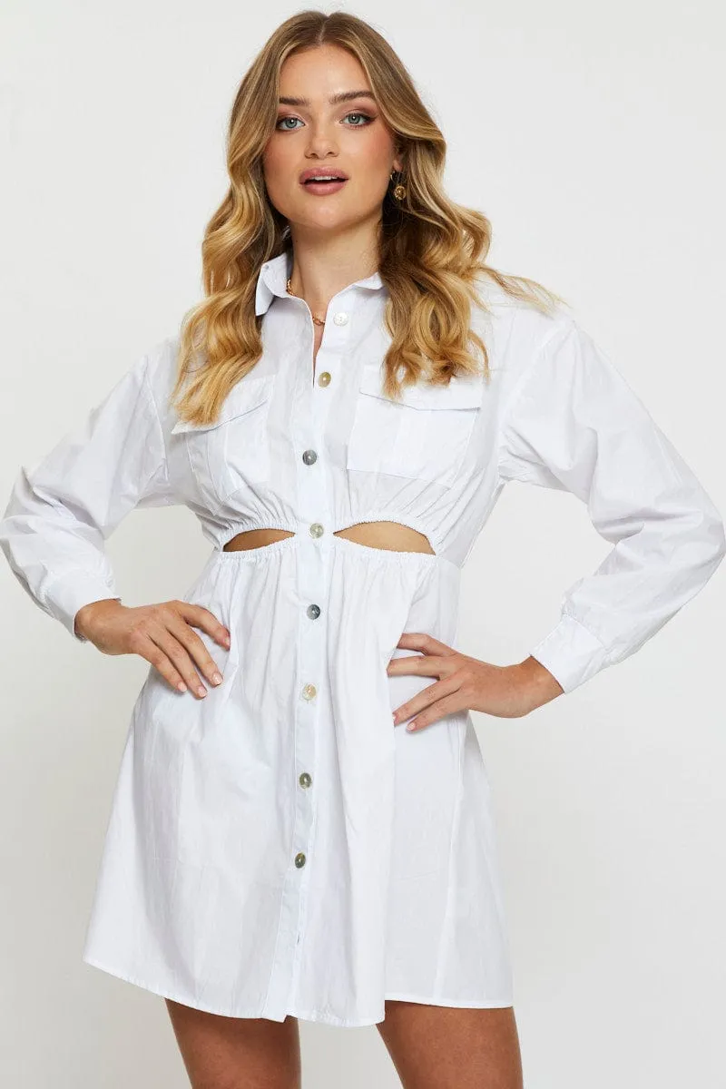 White Mini Dress Long Sleeve Evening sold by Ally Fashion product image thumbnail 3
