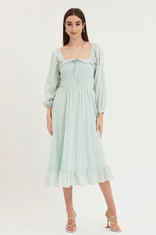 Green Midi Dress Long Sleeve Evening sold by Ally Fashion