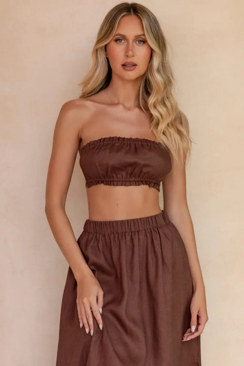 Brown Boobtube Sleeveless Crop sold by Ally Fashion