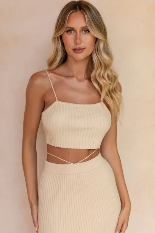 Beige Knit Top Sleeveless Crop sold by Ally Fashion