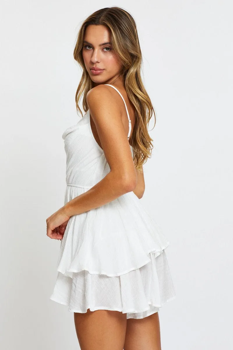 White Playsuit Cowl Neck sold by Ally Fashion product image thumbnail 4