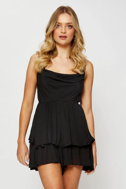 Black Playsuit Cowl Neck sold by Ally Fashion