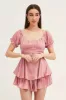 Pink Playsuit V Neck Satin sold by Ally Fashion