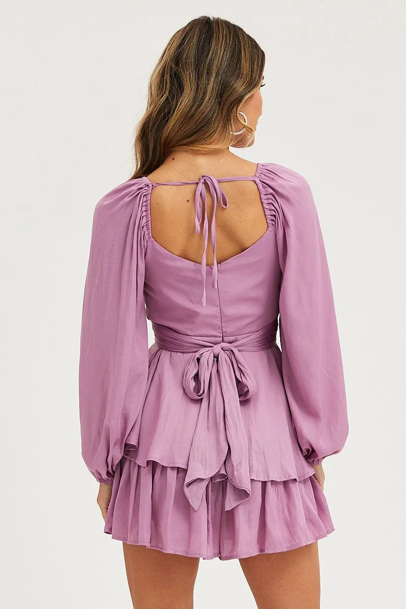 Purple Wrap Playsuit Long Sleeve sold by Ally Fashion product image thumbnail 5