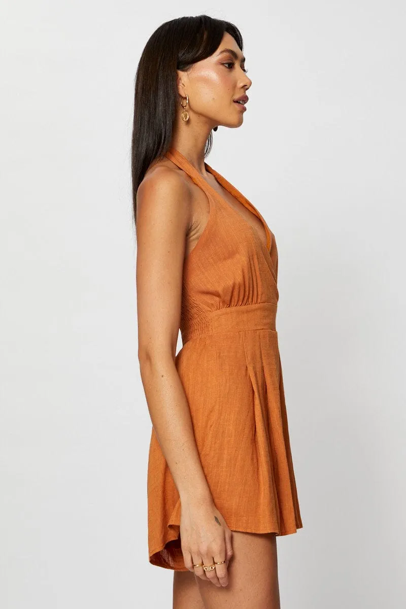 Orange Playsuit Halter Neck sold by Ally Fashion product image thumbnail 4