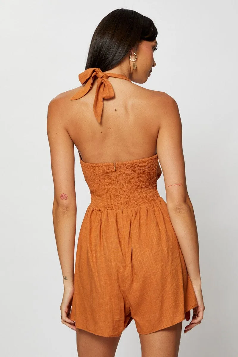 Orange Playsuit Halter Neck sold by Ally Fashion product image thumbnail 5