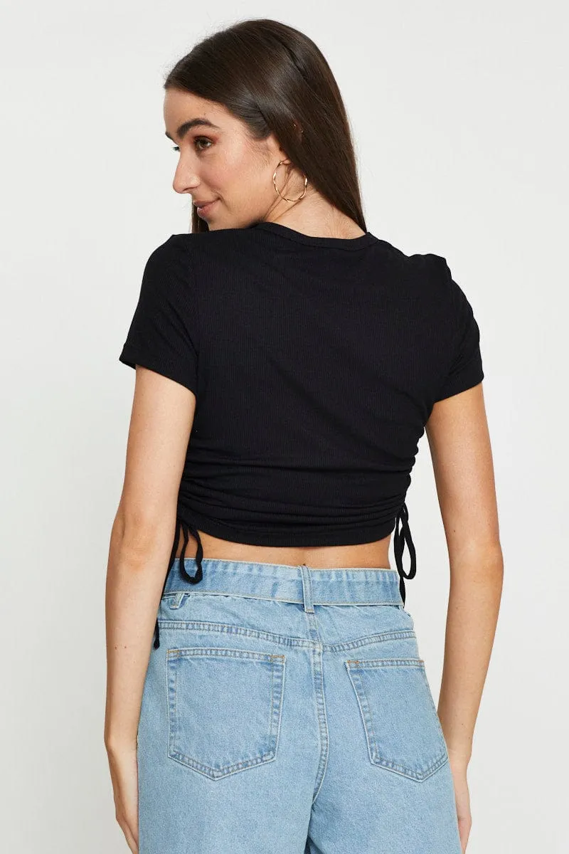 Black Crop T Shirt Short Sleeve sold by Ally Fashion product image thumbnail 5