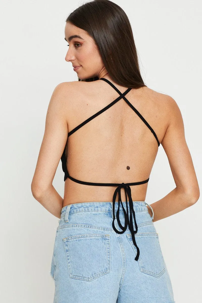 Black Halter Top Ribbed sold by Ally Fashion product image thumbnail 5