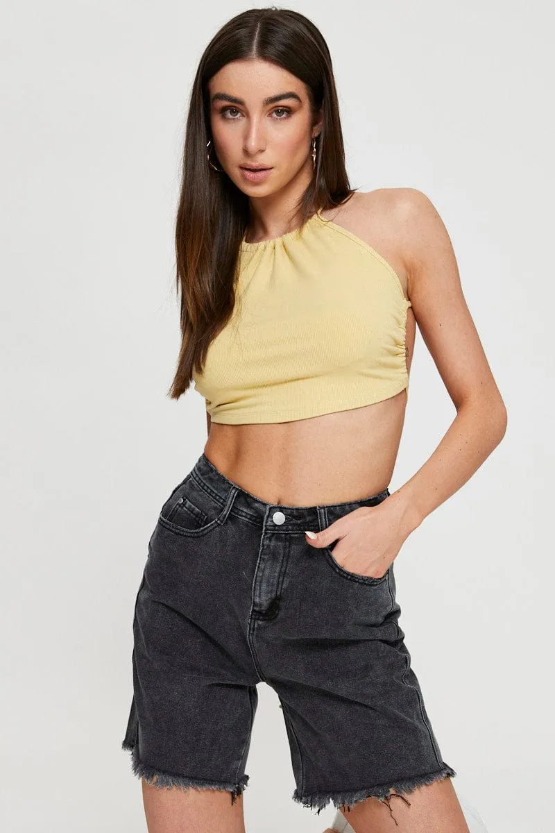 Yellow Halter Top Ribbed sold by Ally Fashion