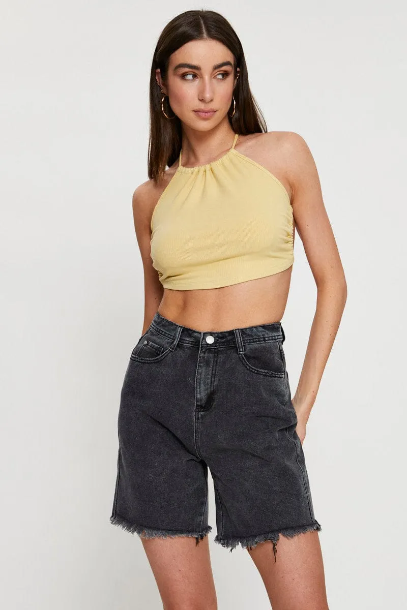 Yellow Halter Top Ribbed sold by Ally Fashion product image thumbnail 3