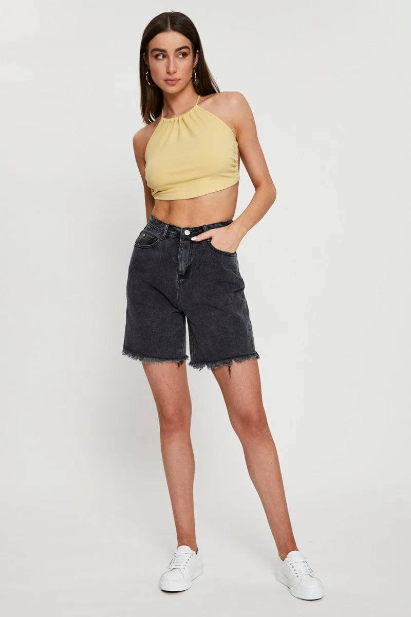 Yellow Halter Top Ribbed sold by Ally Fashion product image thumbnail 2