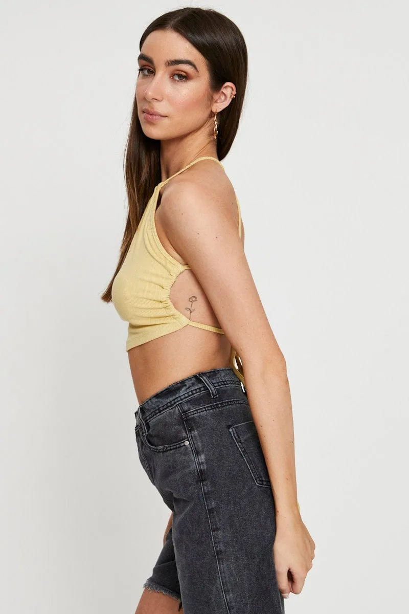 Yellow Halter Top Ribbed sold by Ally Fashion product image thumbnail 4