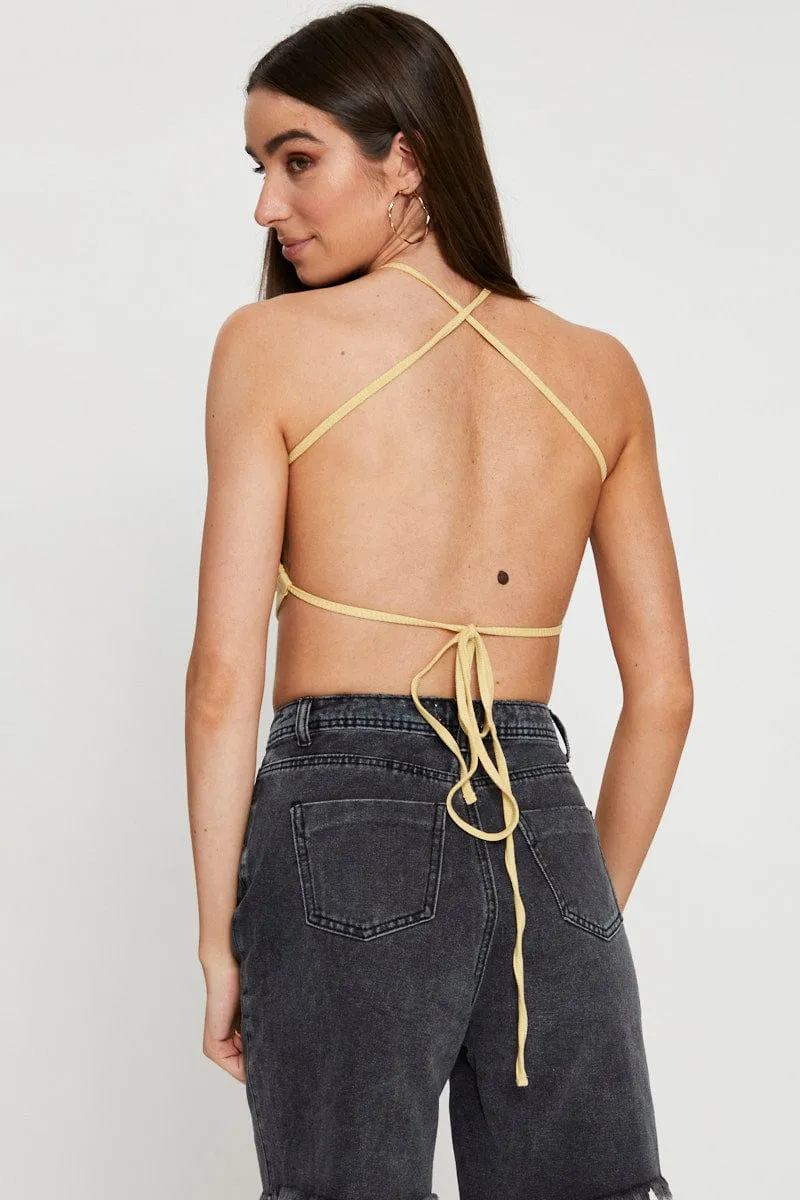 Yellow Halter Top Ribbed sold by Ally Fashion product image thumbnail 5
