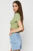 Green Crop T Shirt Short Sleeve Collared sold by Ally Fashion