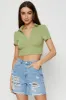 Green Crop T Shirt Short Sleeve Collared sold by Ally Fashion