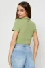 Green Crop T Shirt Short Sleeve Collared sold by Ally Fashion