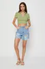 Green Crop T Shirt Short Sleeve Collared sold by Ally Fashion