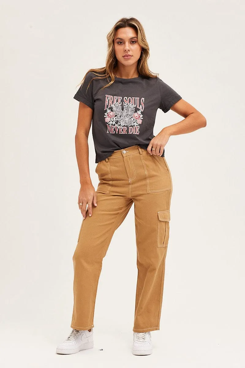 Grey Short Sleeve Graphic Tee sold by Ally Fashion product image thumbnail 2