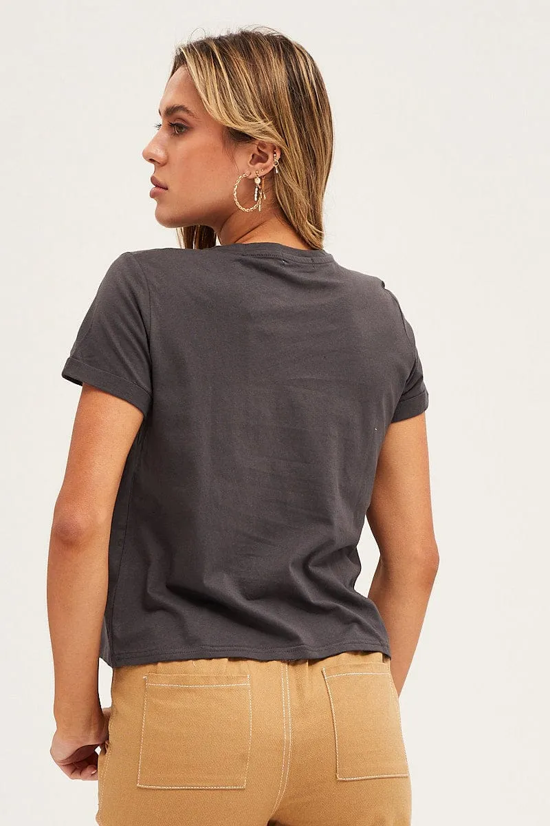 Grey Short Sleeve Graphic Tee sold by Ally Fashion product image thumbnail 5