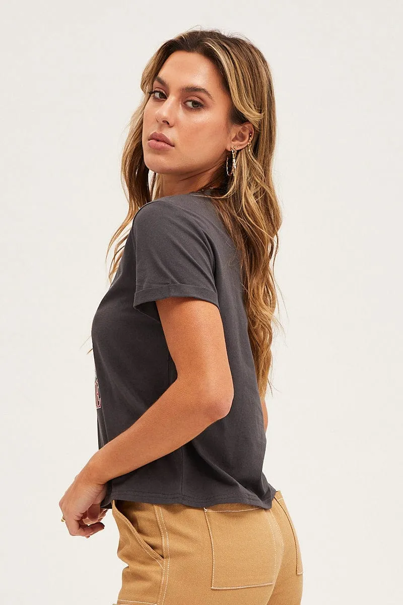 Grey Short Sleeve Graphic Tee sold by Ally Fashion product image thumbnail 4