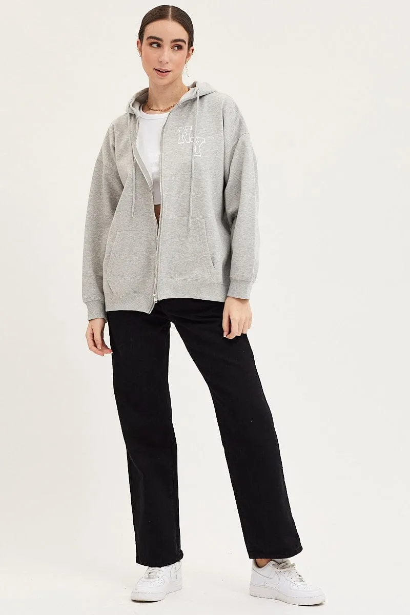 Grey Zip Front Hoodie Long Sleeve sold by Ally Fashion product image thumbnail 2