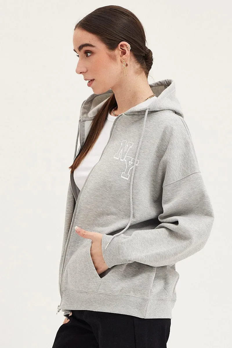 Grey Zip Front Hoodie Long Sleeve sold by Ally Fashion product image thumbnail 4