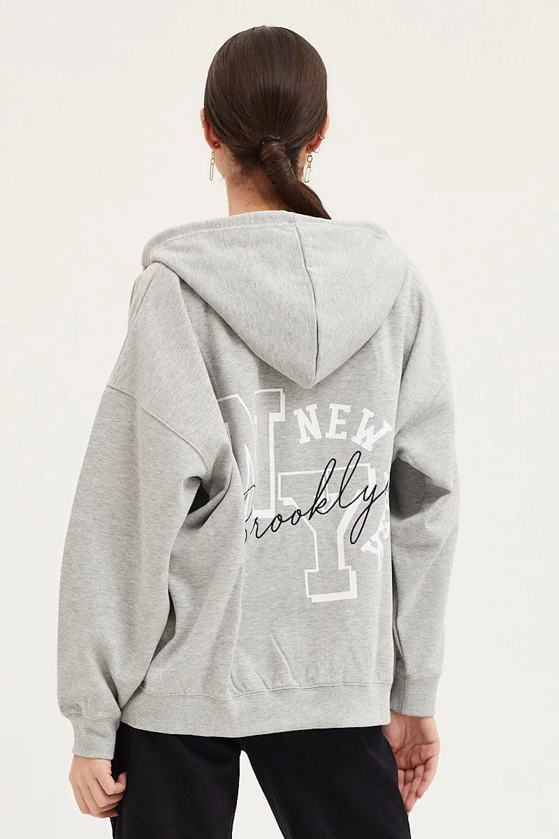 Grey Zip Front Hoodie Long Sleeve sold by Ally Fashion product image thumbnail 5