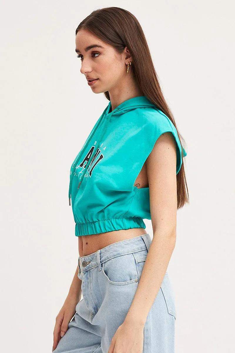 Green Crop Hooded Sweat Short Sleeve sold by Ally Fashion product image thumbnail 5