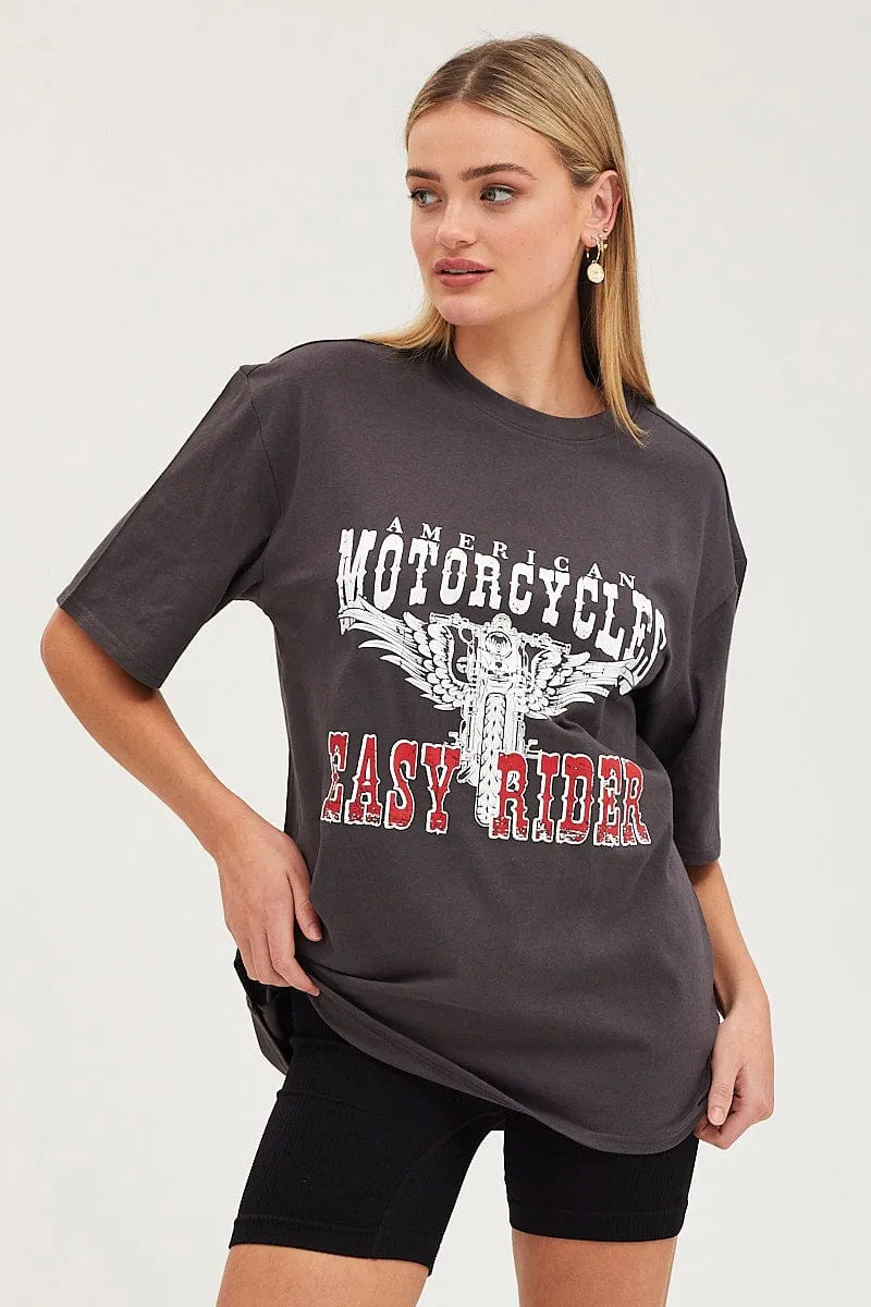 Black Graphic T Shirt Short Sleeve sold by Ally Fashion product image thumbnail 3