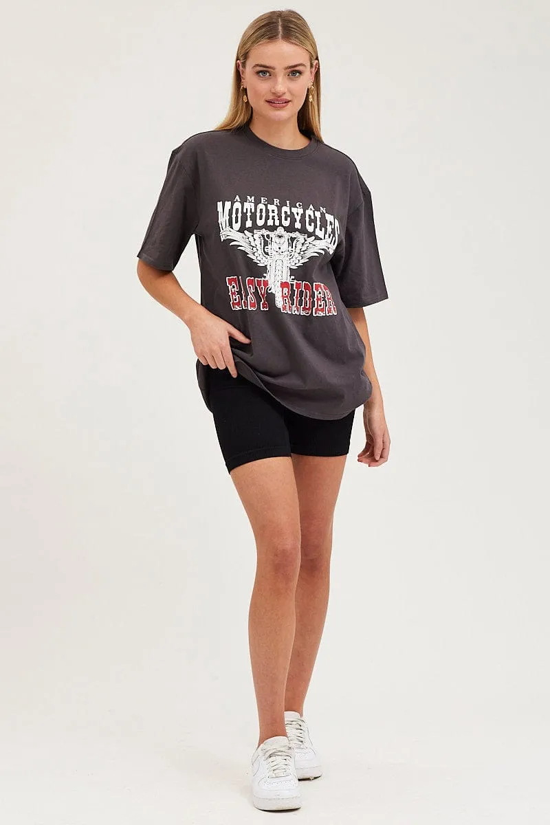 Black Graphic T Shirt Short Sleeve sold by Ally Fashion product image thumbnail 2