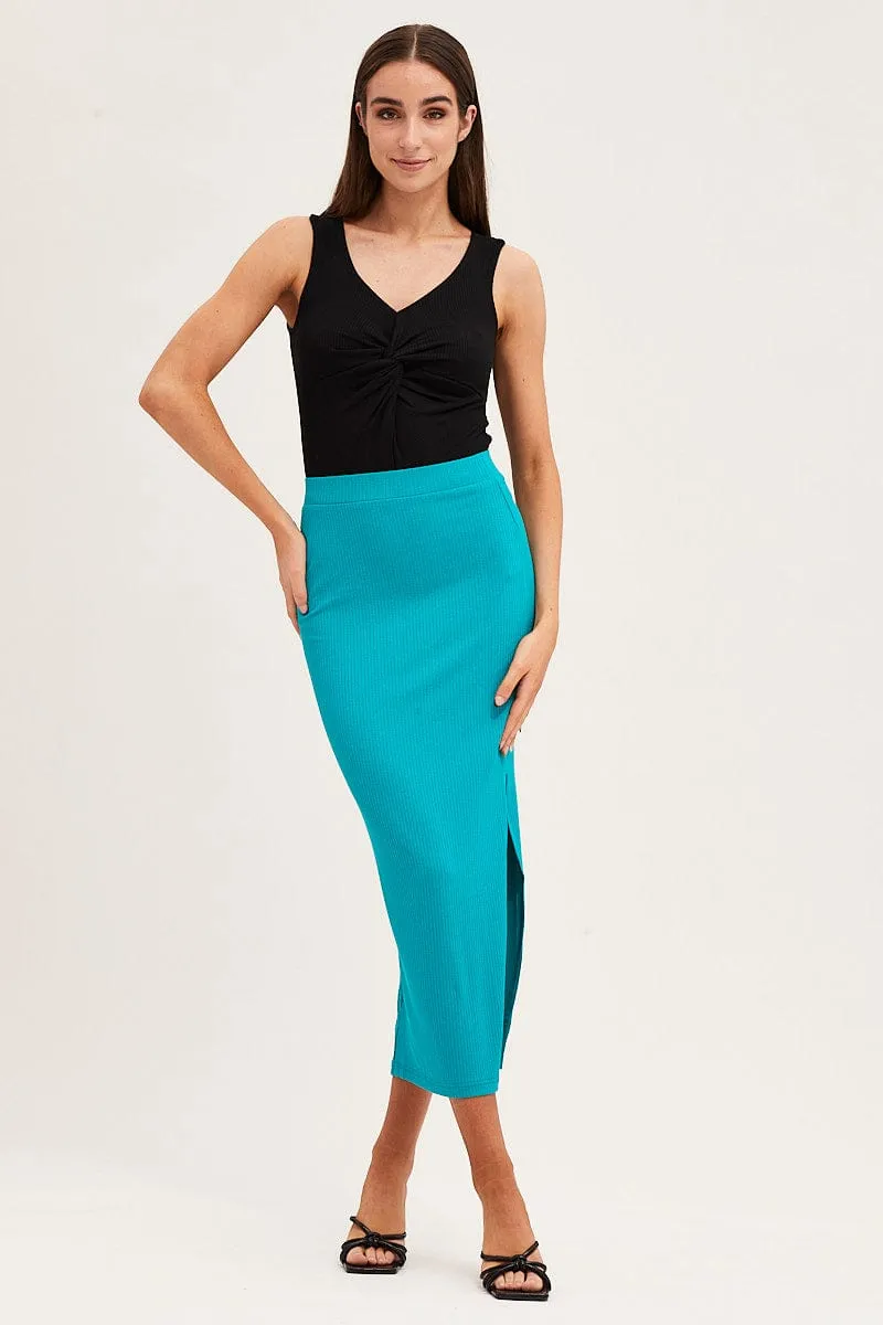 Black Rib V Neck Sleeveless Twist Front Bodysuit sold by Ally Fashion product image thumbnail 3