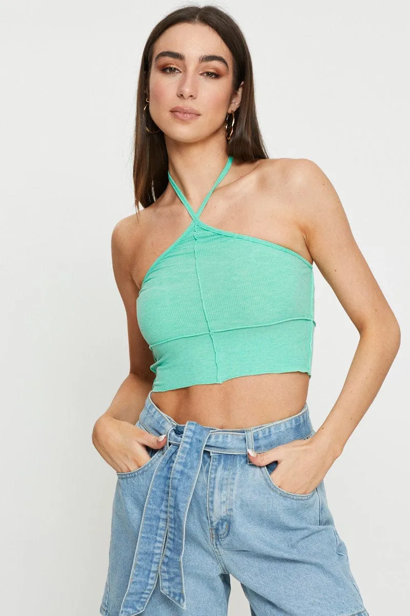 Green Cross Front Top Sleeveless sold by Ally Fashion