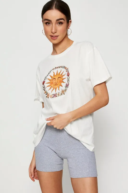 White Graphic T Shirt Short Sleeve sold by Ally Fashion