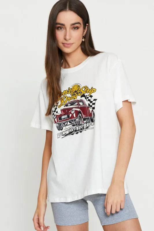 White Graphic T Shirt Short Sleeve sold by Ally Fashion