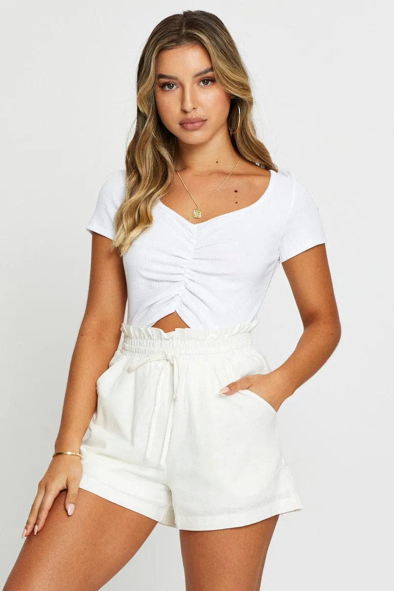 White Crop Top Short Sleeve sold by Ally Fashion product image thumbnail 3