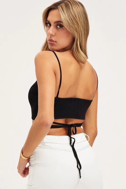 Black Knit Wrap Cami sold by Ally Fashion