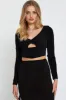 Black Crop Top Long Sleeve sold by Ally Fashion