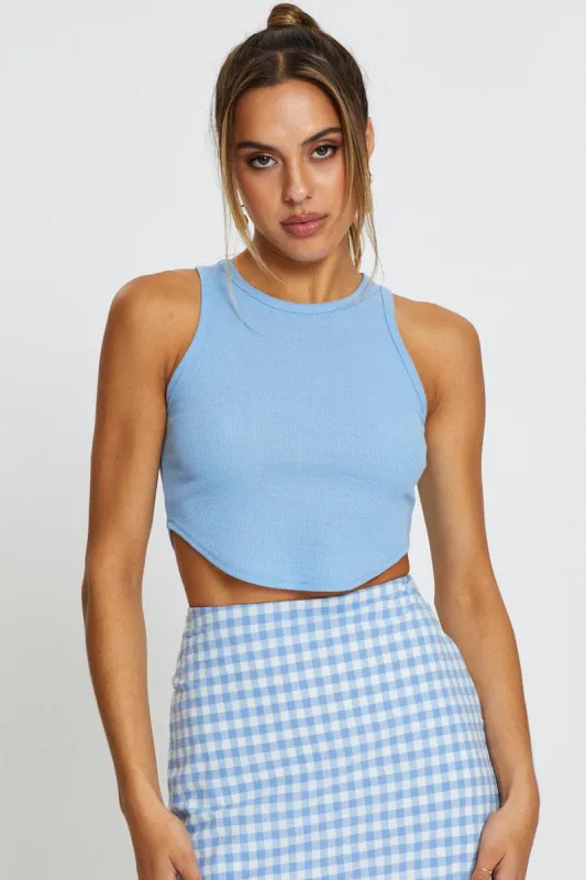 Blue Crop Top Sleeveless sold by Ally Fashion