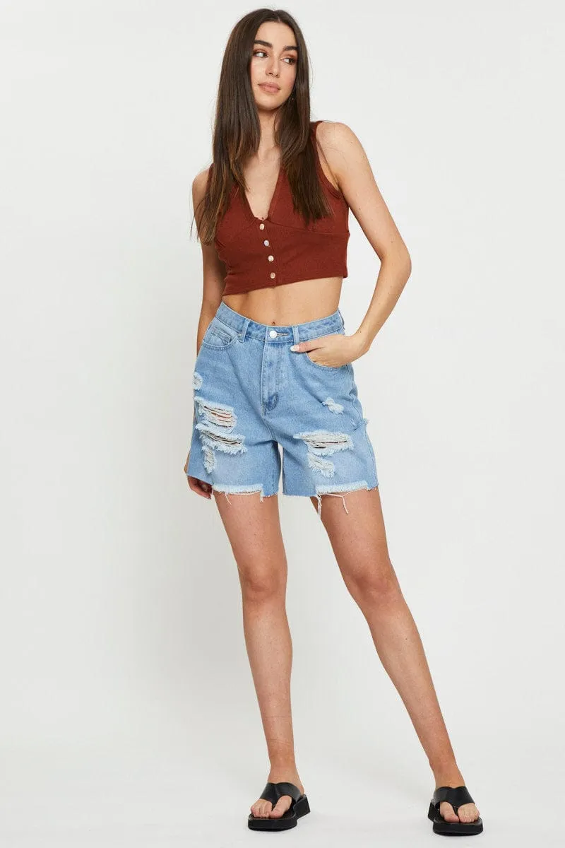 Brown Crop Top Sleeveless sold by Ally Fashion product image thumbnail 2